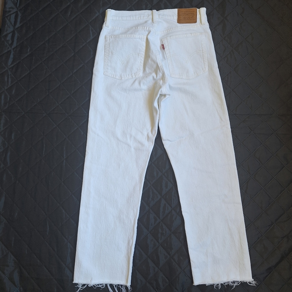 Levi's White Wedgie Straight High Rise Jeans W28 L26 Premium Line - Picture 5 of 10